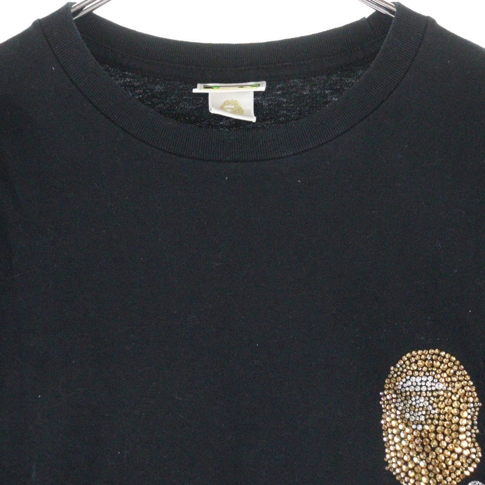 A BATHING APE(アベイシングエイプ) SWAROVSKI クルーネック半袖Tシャツカットソー ブラック/ゴールド