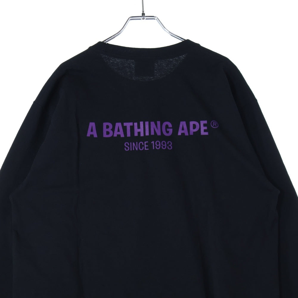 A BATHING APE(アベイシングエイプ) SWAROVSKI クルーネック長袖Tシャツカットソー ブラック/ピンク