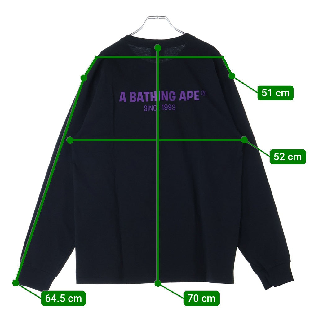 A BATHING APE(アベイシングエイプ) SWAROVSKI クルーネック長袖Tシャツカットソー ブラック/ピンク