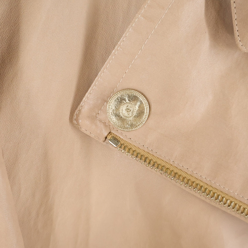 CHANEL(シャネル) ココマークボタン裏地花柄 ラムスキンダブル