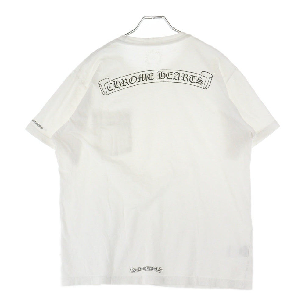 CHROME HEARTS(クロムハーツ) バックスクロールラベルプリント クルーネック半袖Tシャツカットソー ホワイト