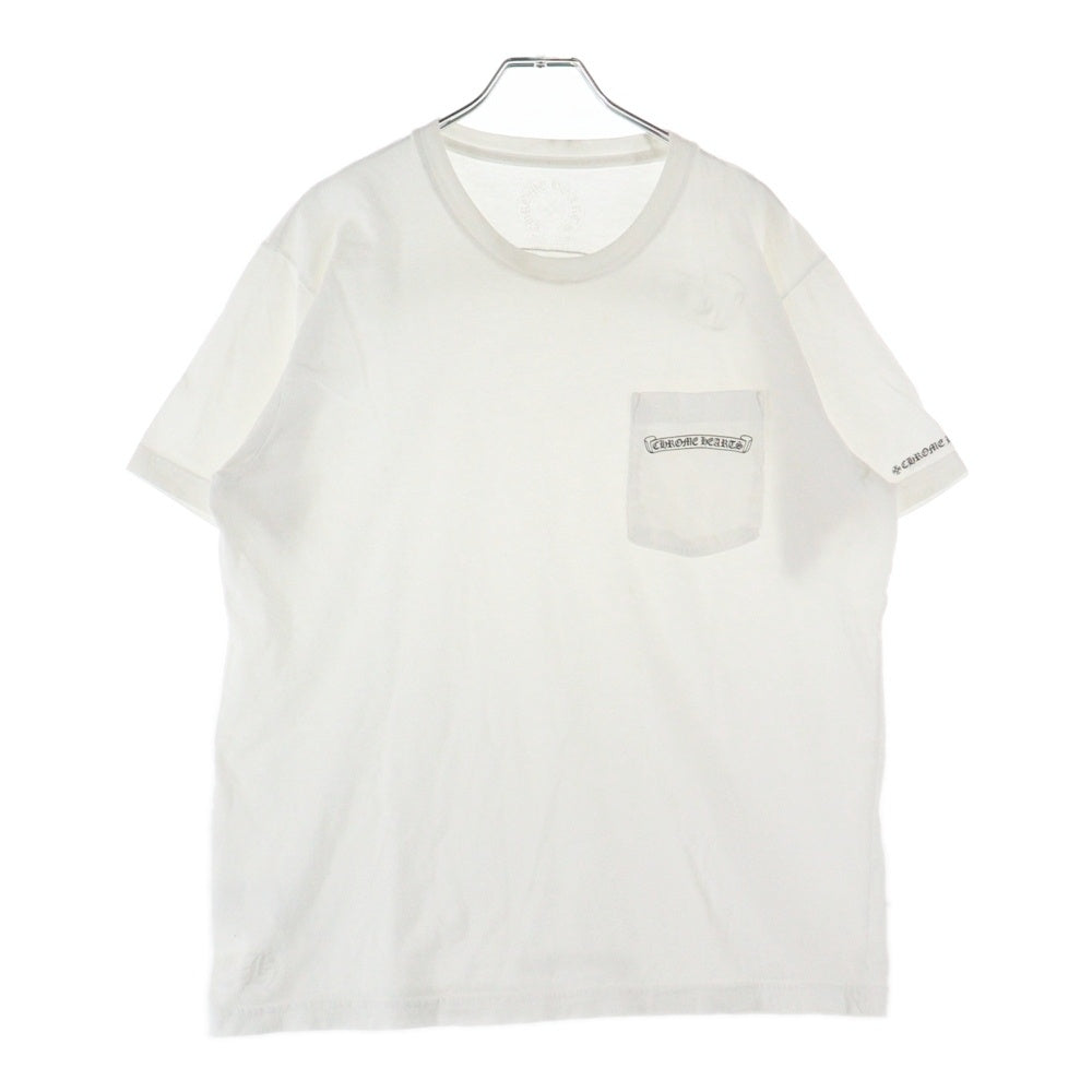 CHROME HEARTS(クロムハーツ) バックスクロールラベルプリント クルーネック半袖Tシャツカットソー ホワイト