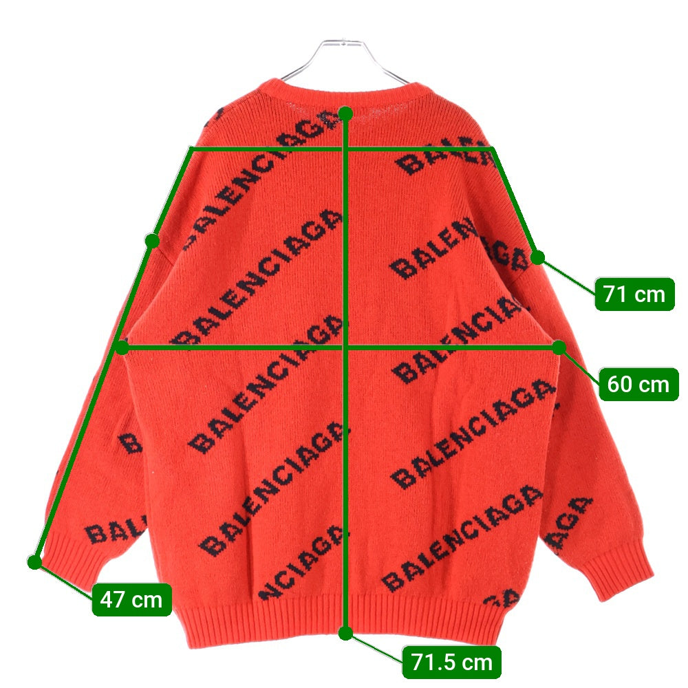 BALENCIAGA(バレンシアガ) 総柄ロゴプリント クルーネック長袖ニット
