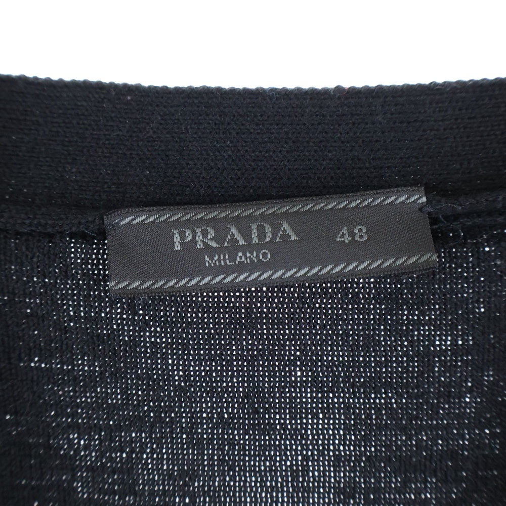 PRADA(プラダ) ナイロン切り替え ウールカーディガン ブラック SMC381