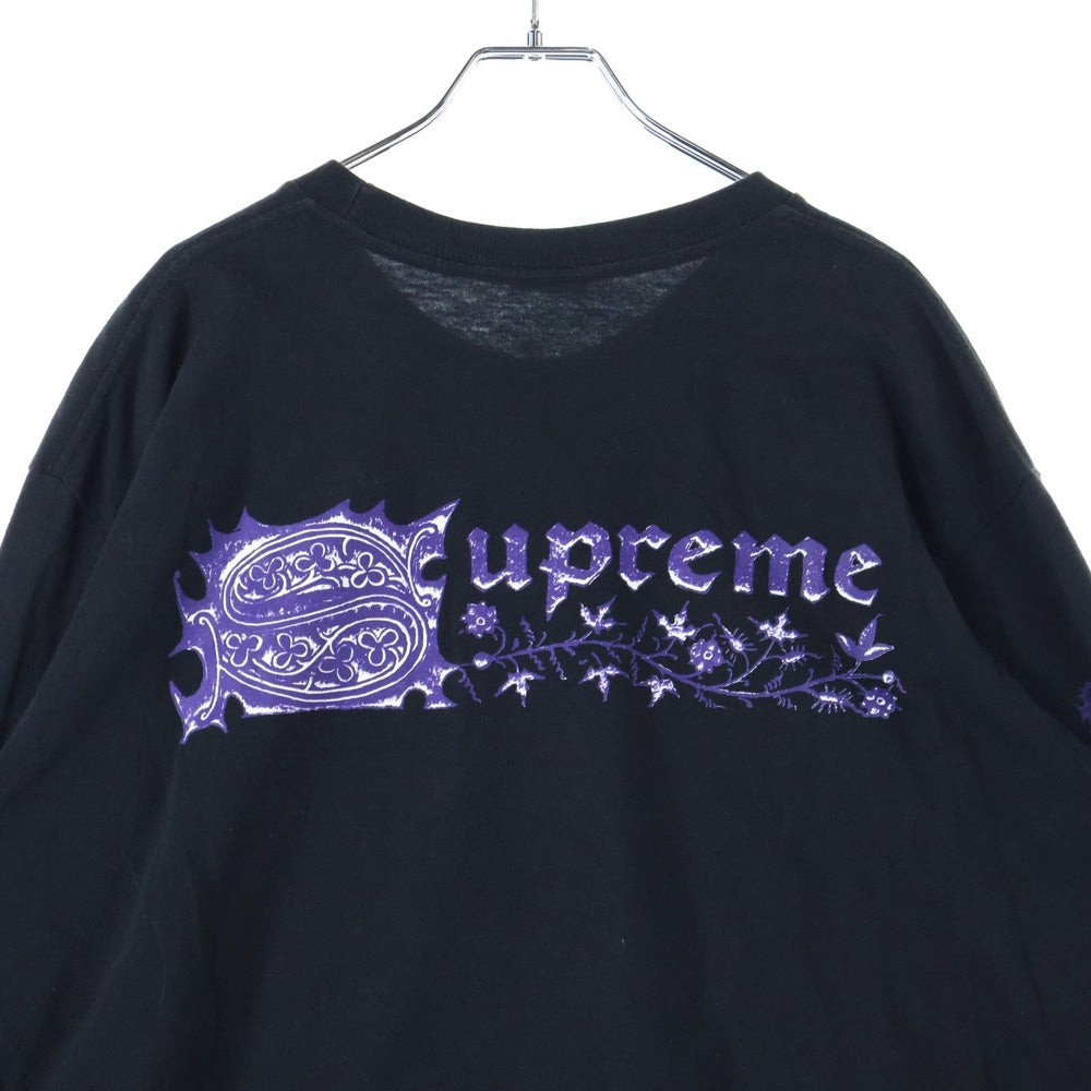 SUPREME(シュプリーム) 24SS Saint Sebastian Tee 両面プリント クルーネック長袖Tシャツカットソー ブラック/パープル