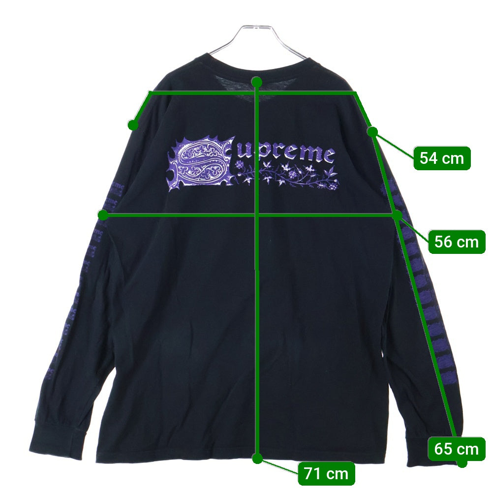 SUPREME(シュプリーム) 24SS Saint Sebastian Tee 両面プリント クルーネック長袖Tシャツカットソー ブラック/パープル