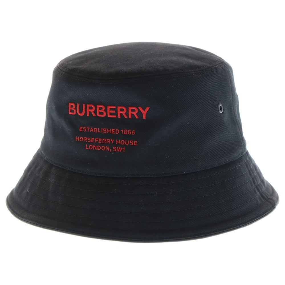 BURBERRY(バーバリー) ホースフェリーモチーフ フロント刺繍ロゴ バケットハット 帽子 ブラック 8053474