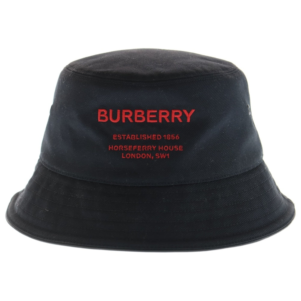 BURBERRY(バーバリー) ホースフェリーモチーフ フロント刺繍ロゴ バケットハット 帽子 ブラック 8053474