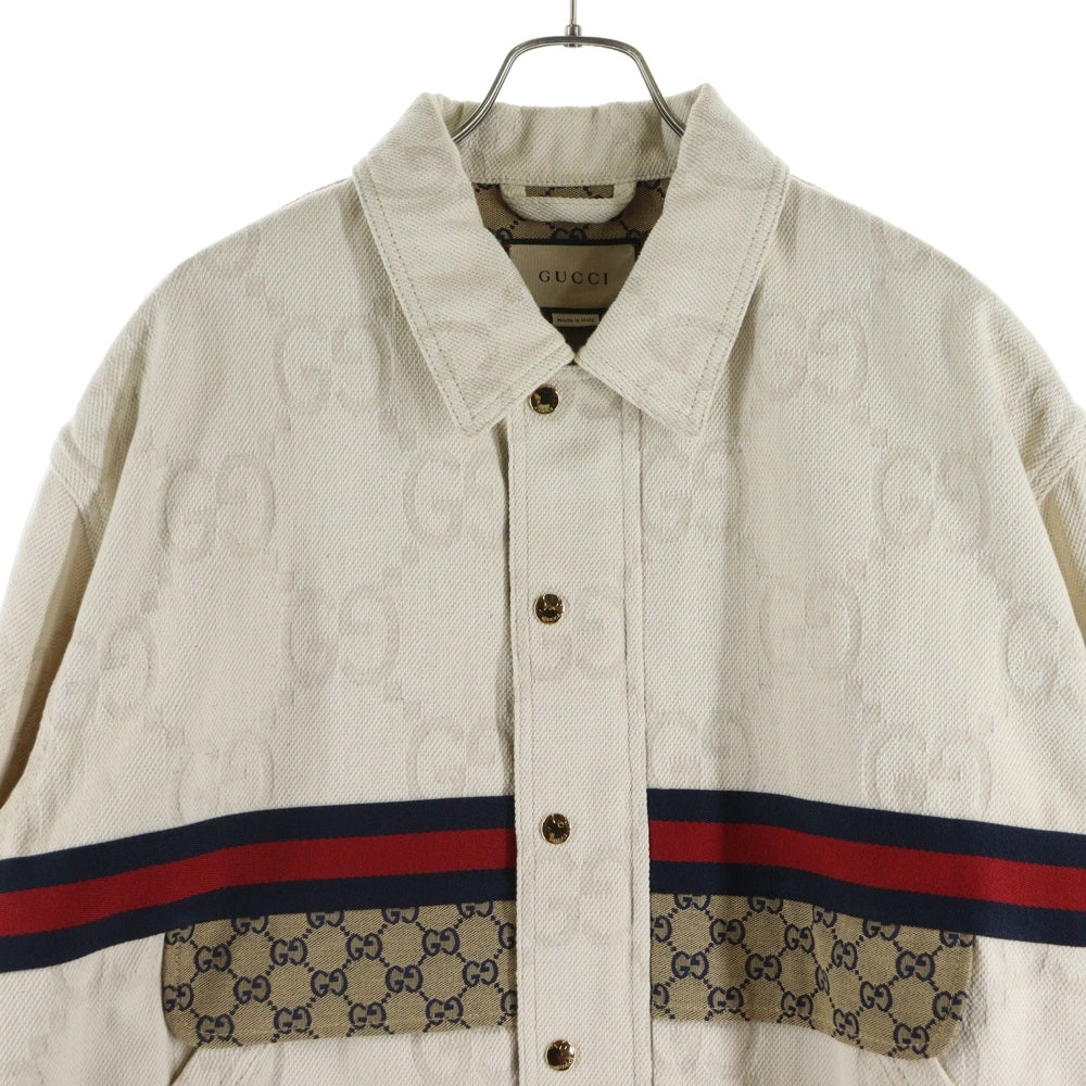 GUCCI(グッチ) マキシGG 総柄コットンデニムジャケット アイボリー 693205 XDB2G