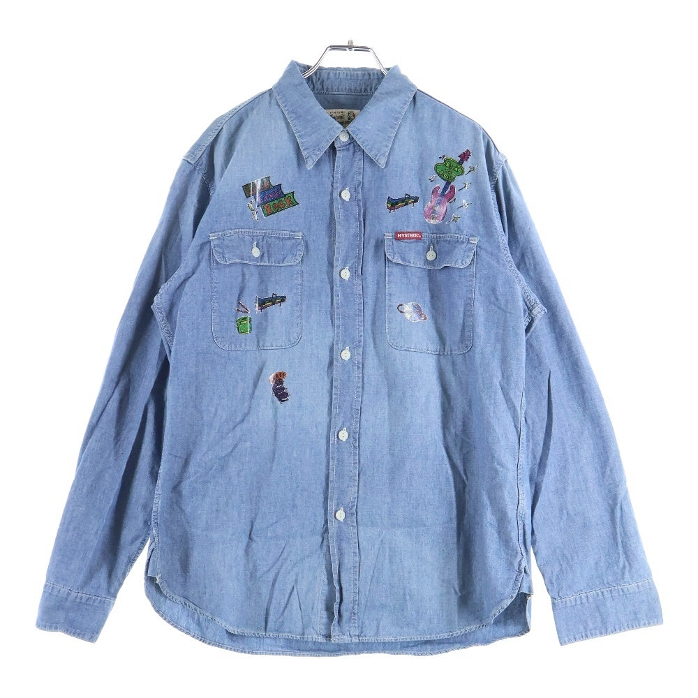 HYSTERIC GLAMOUR(ヒステリックグラマー) ラメプリント 長袖デニムシャツ インディゴ 02201AH11