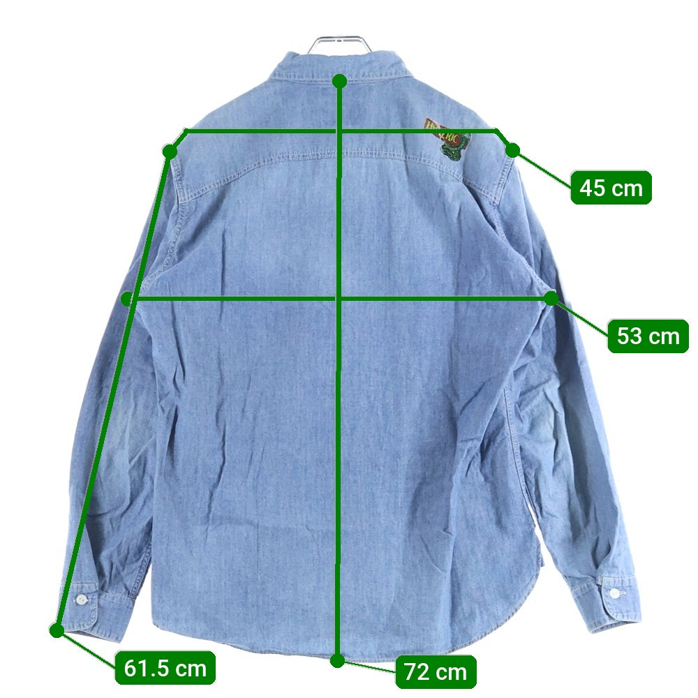 HYSTERIC GLAMOUR(ヒステリックグラマー) ラメプリント 長袖デニムシャツ インディゴ 02201AH11