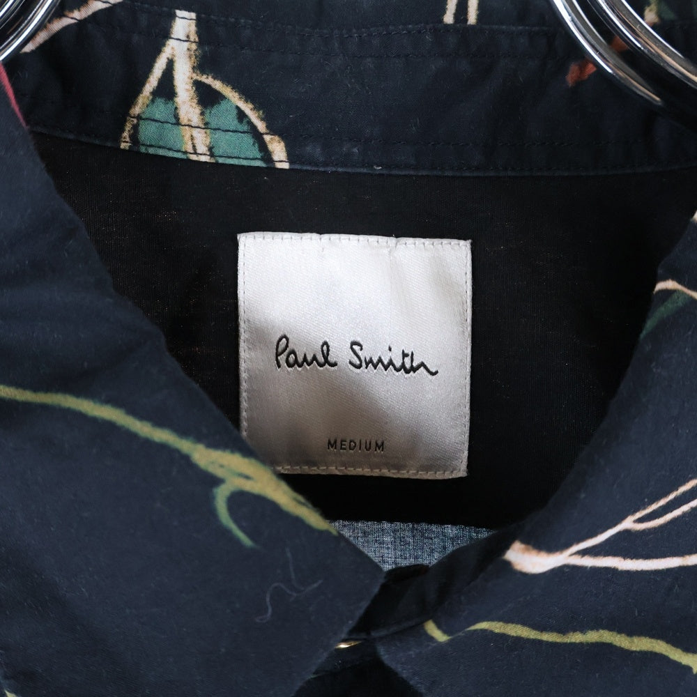 Paul Smith(ポールスミス) ビーチスケッチ 総柄長袖シャツブラウス ブラック 193320
