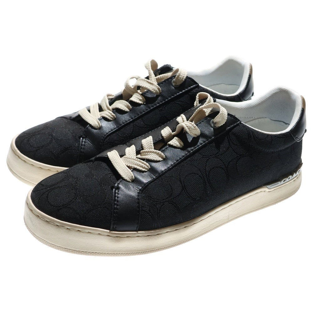 COACH(コーチ) シグネチャー 総柄ロゴ レザーキャンバスローカットスニーカー ブラック 8D/25.5cm C5981