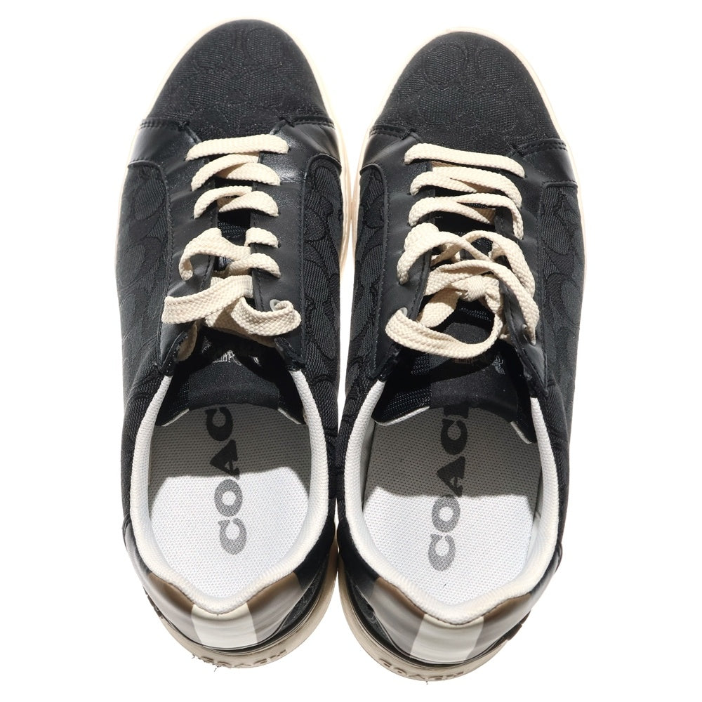 COACH(コーチ) シグネチャー 総柄ロゴ レザーキャンバスローカットスニーカー ブラック 8D/25.5cm C5981