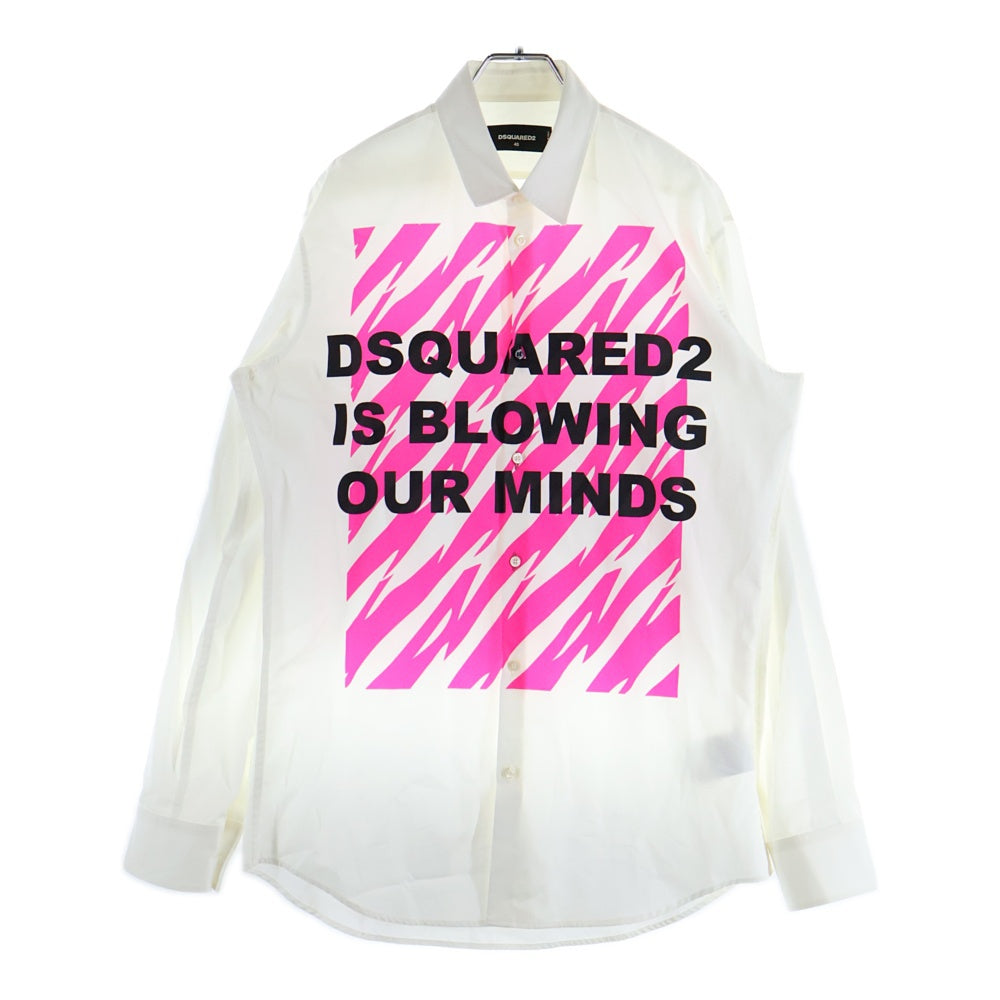 DSQUARED2(ディースクエアード) グラフィックロゴ 長袖シャツ ホワイト/ピンク S74DL0963 S36275