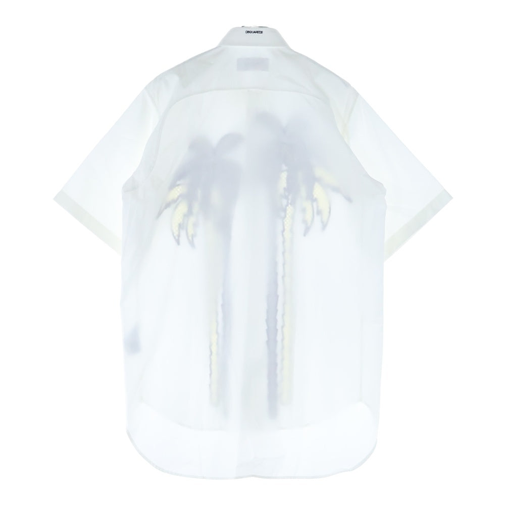 DSQUARED2(ディースクエアード) 16SS 刺繍デザイン 半袖シースルーシャツ ホワイト S71DL0967 S36275