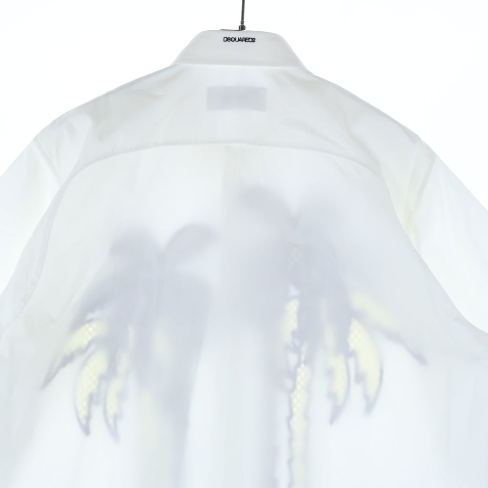 DSQUARED2(ディースクエアード) 16SS 刺繍デザイン 半袖シースルーシャツ ホワイト S71DL0967 S36275