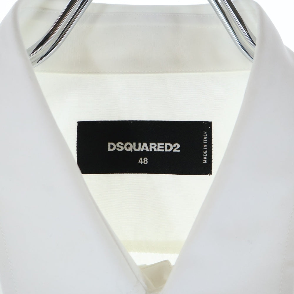 DSQUARED2(ディースクエアード) 16SS 刺繍デザイン 半袖シースルーシャツ ホワイト S71DL0967 S36275