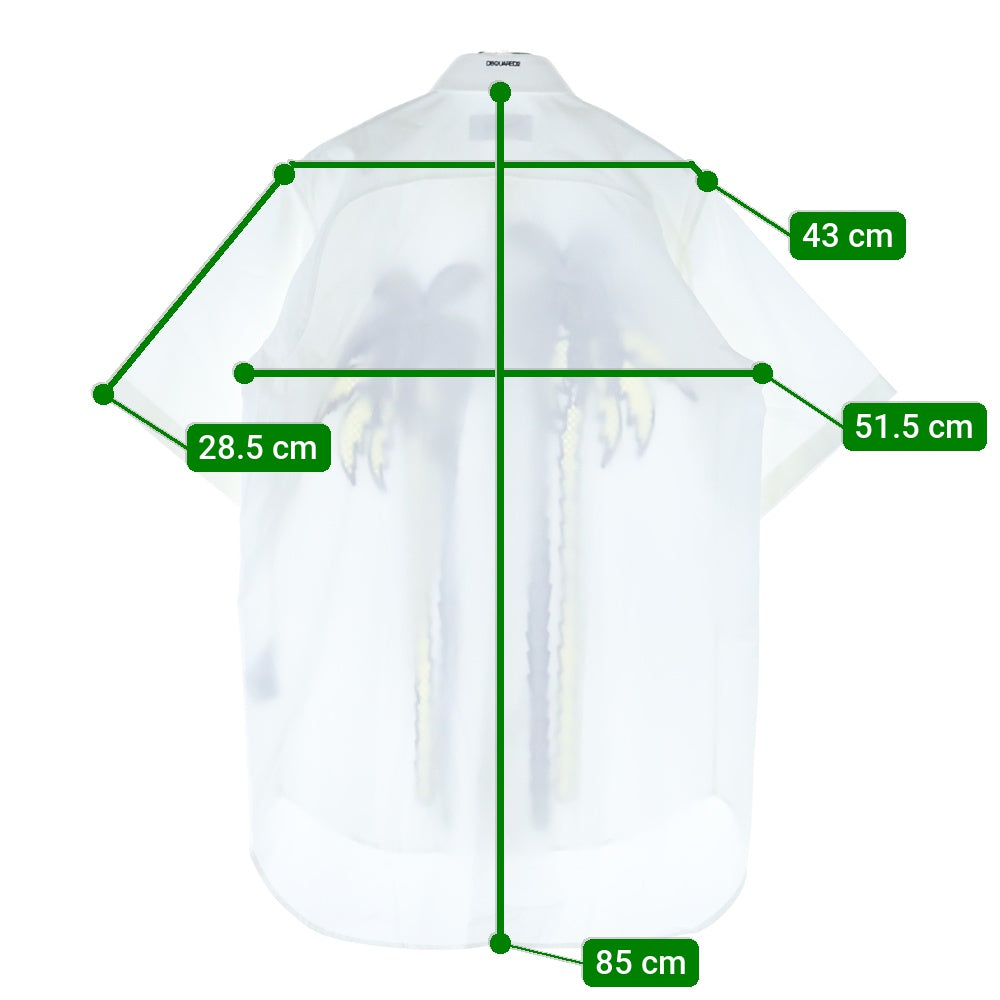 DSQUARED2(ディースクエアード) 16SS 刺繍デザイン 半袖シースルーシャツ ホワイト S71DL0967 S36275