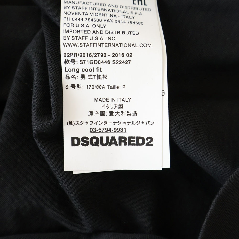 DSQUARED2(ディースクエアード) 桜 総柄プリント クルーネック半袖Tシャツカットソー ブラック S71GD0446 S22427