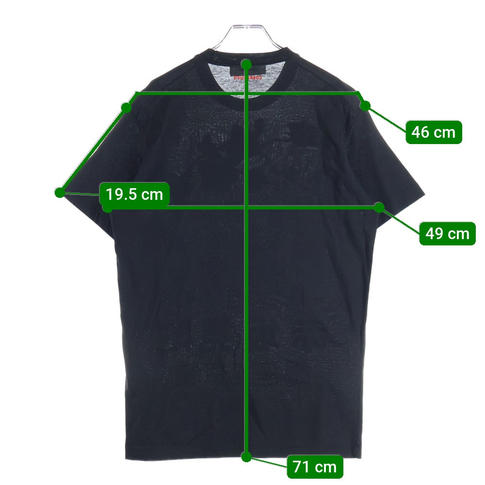 DSQUARED2(ディースクエアード) 桜 総柄プリント クルーネック半袖Tシャツカットソー ブラック S71GD0446 S22427