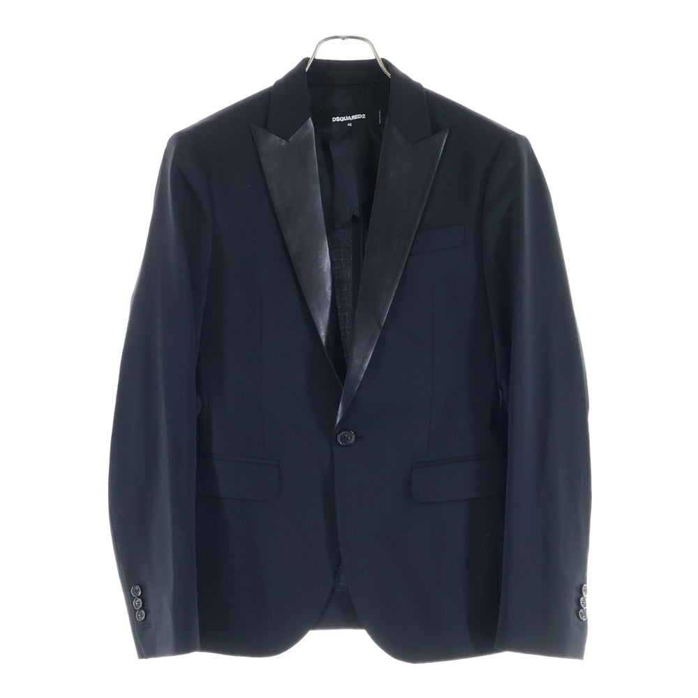 DSQUARED2(ディースクエアード) 襟レザー テーラードジャケット ブラック S71BN0673 S42916