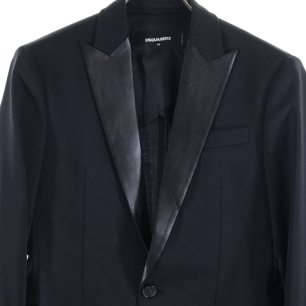 DSQUARED2(ディースクエアード) 襟レザー テーラードジャケット ブラック S71BN0673 S42916