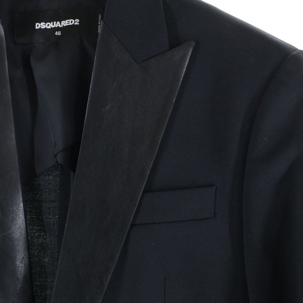 DSQUARED2(ディースクエアード) 襟レザー テーラードジャケット ブラック S71BN0673 S42916