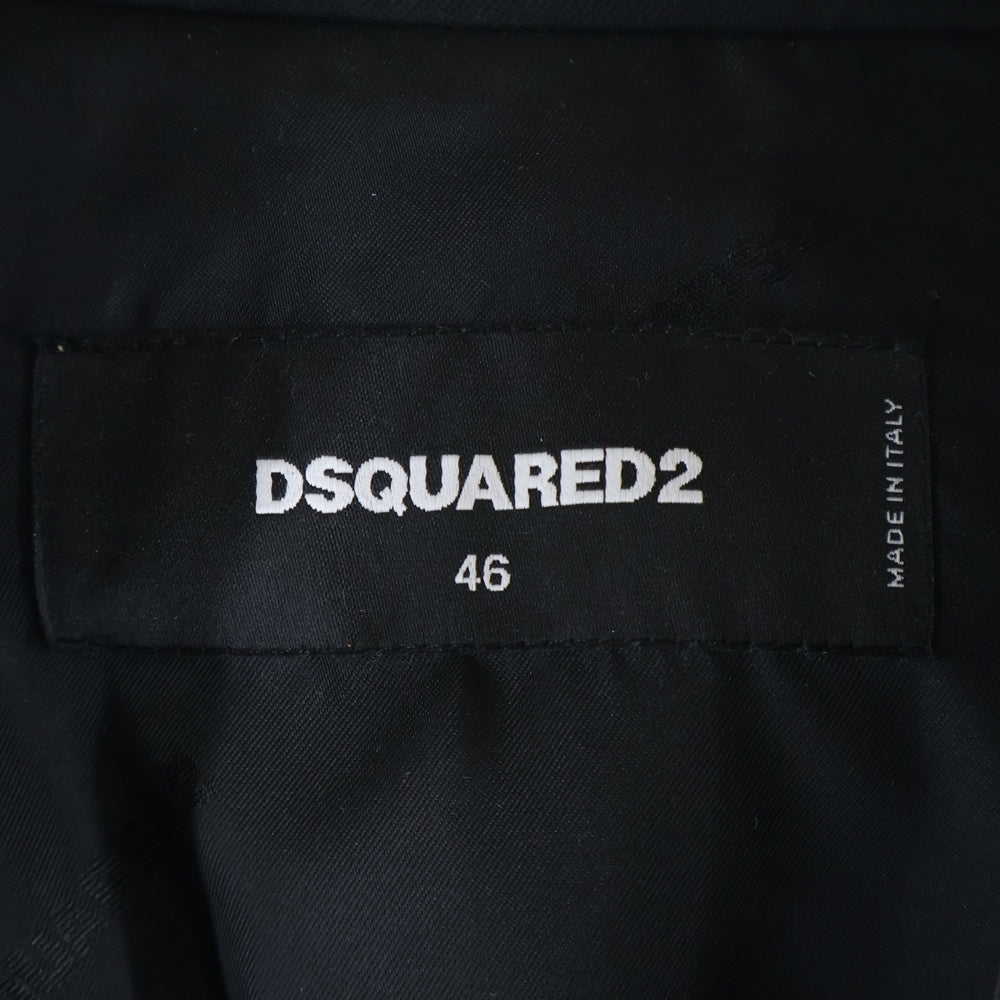 DSQUARED2(ディースクエアード) 襟レザー テーラードジャケット ブラック S71BN0673 S42916