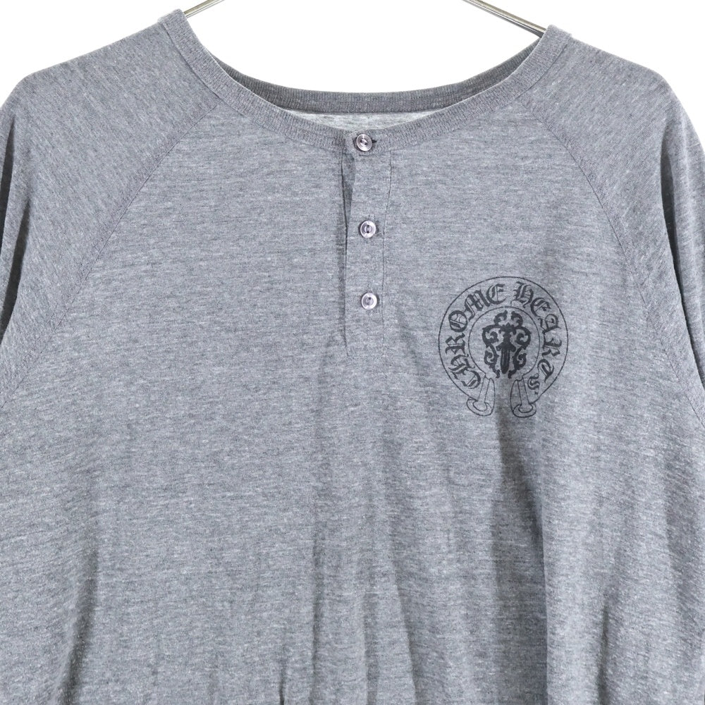 CHROME HEARTS(クロムハーツ) AMERICAN FLAG アメリカンフラッグ ヘンリーネック ラグランスリーブ 七分丈Tシャツ カットソー グレー