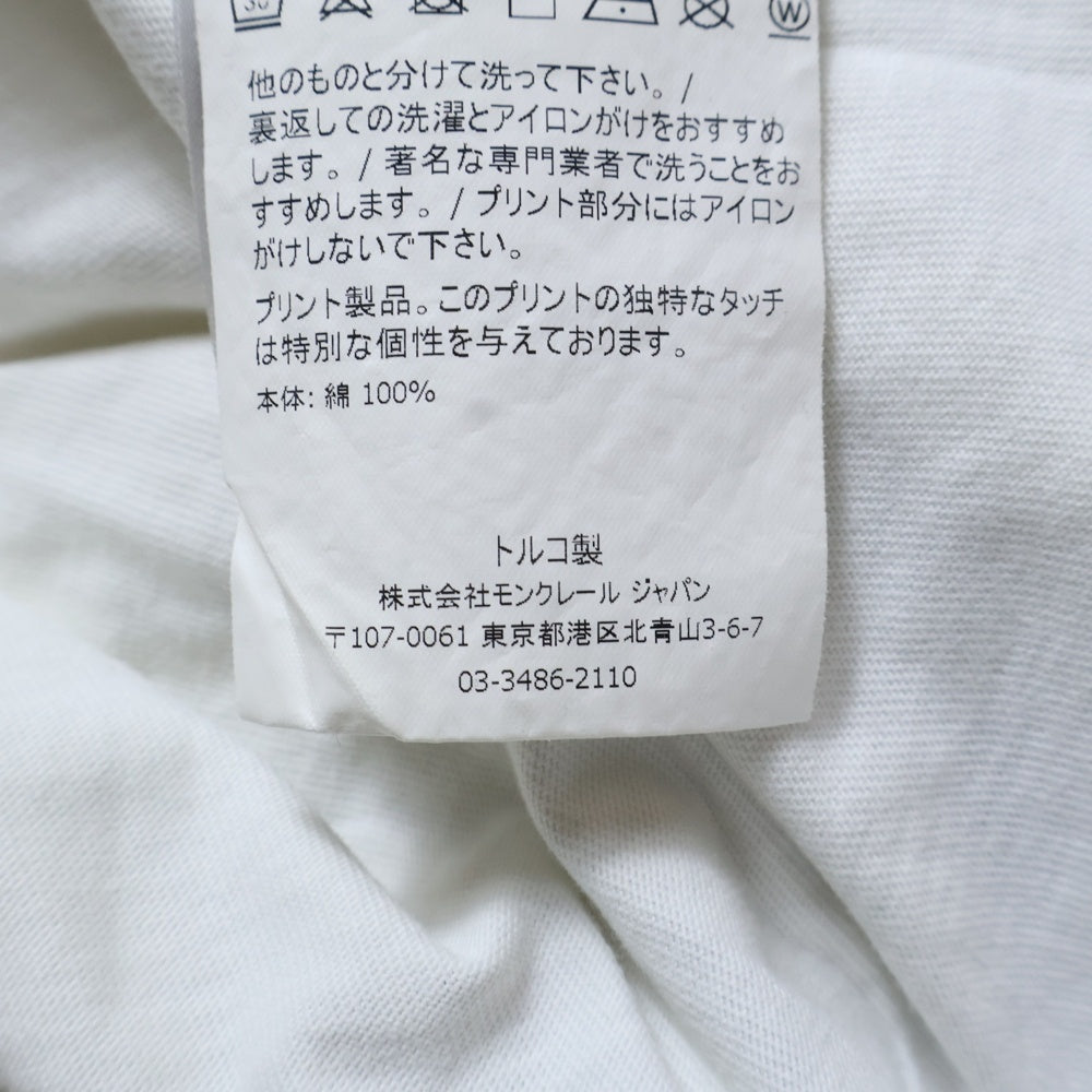 MONCLER(モンクレール) フロントロゴプリント クルーネック半袖Tシャツカットソー ホワイト D20918037250 8390T