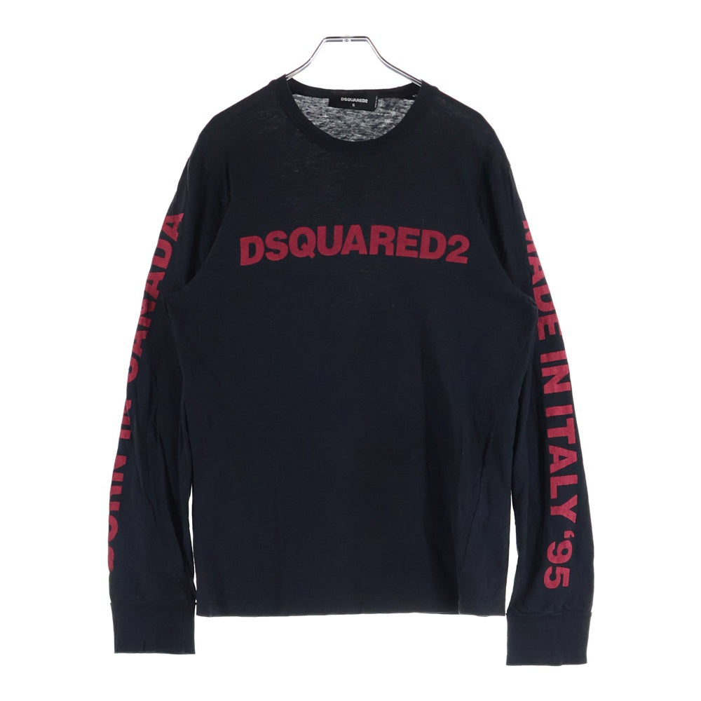 DSQUARED2(ディースクエアード) フロントアームロゴプリント クルーネック長袖Tシャツカットソー S74GD0590 S22507