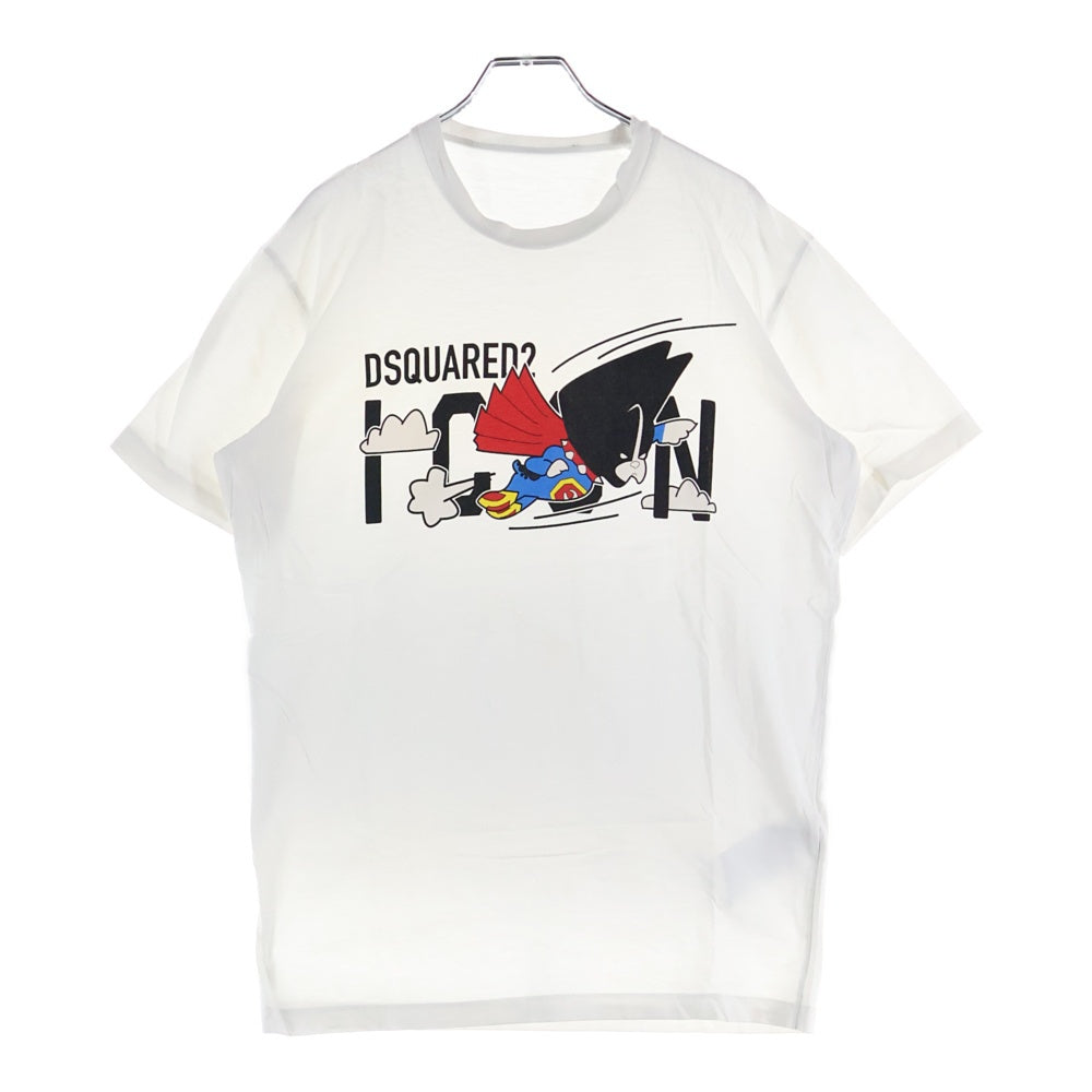 DSQUARED2(ディースクエアード) フロントプリント クルーネック半袖Tシャツカットソー ホワイト S79GC0012 S23009