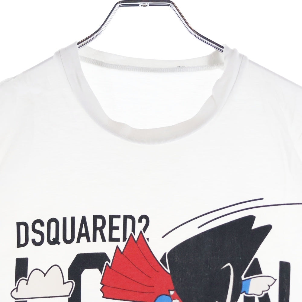DSQUARED2(ディースクエアード) フロントプリント クルーネック半袖Tシャツカットソー ホワイト S79GC0012 S23009