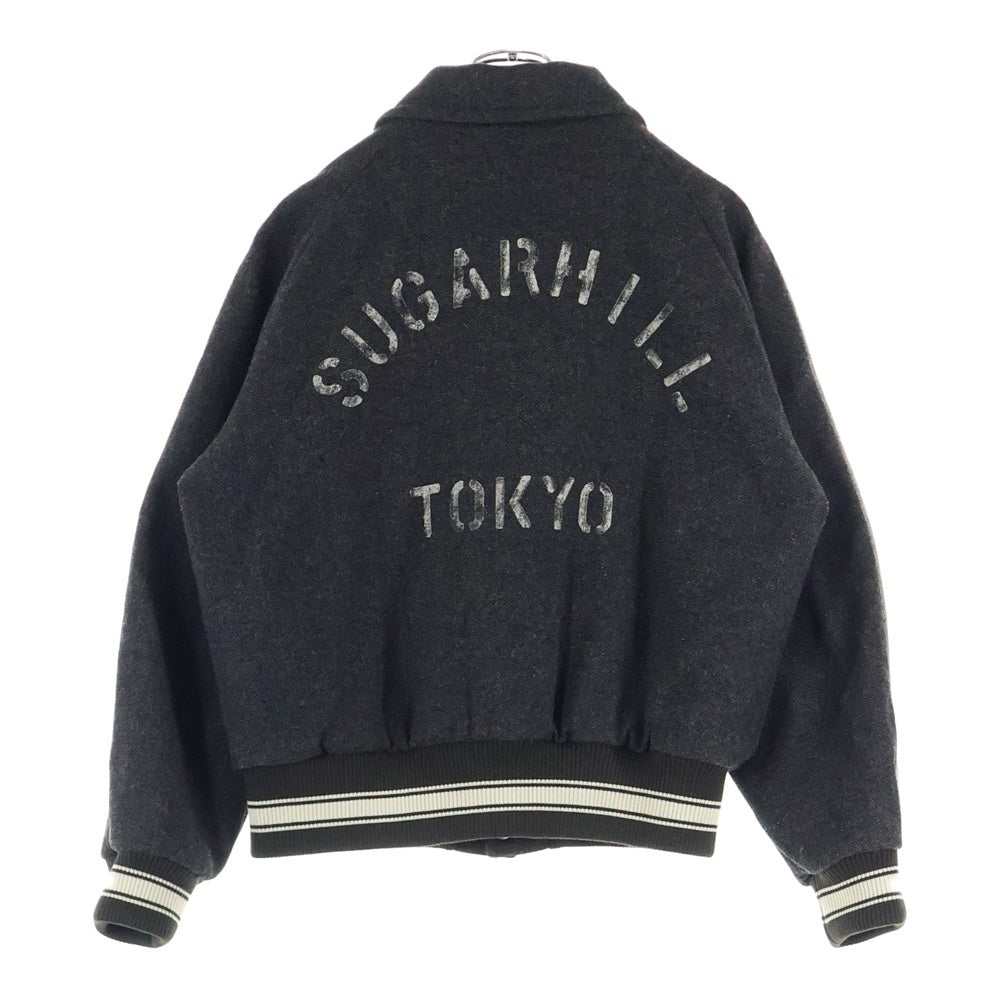 SUGARHILL(シュガーヒル) 23AW MELTON STADIUM JACKET フロントワッペン 襟付きメルトンジャケット グレー 23AWJK02