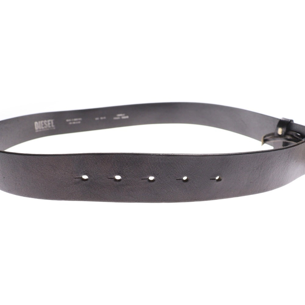 DIESEL(ディーゼル) オーバルDロゴ バックルレザーベルト ブラック/シルバー X08516