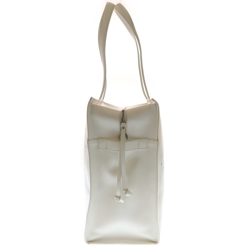 DUREN(デューレン) レタープリント レザートートバッグ ホワイト/ブルー