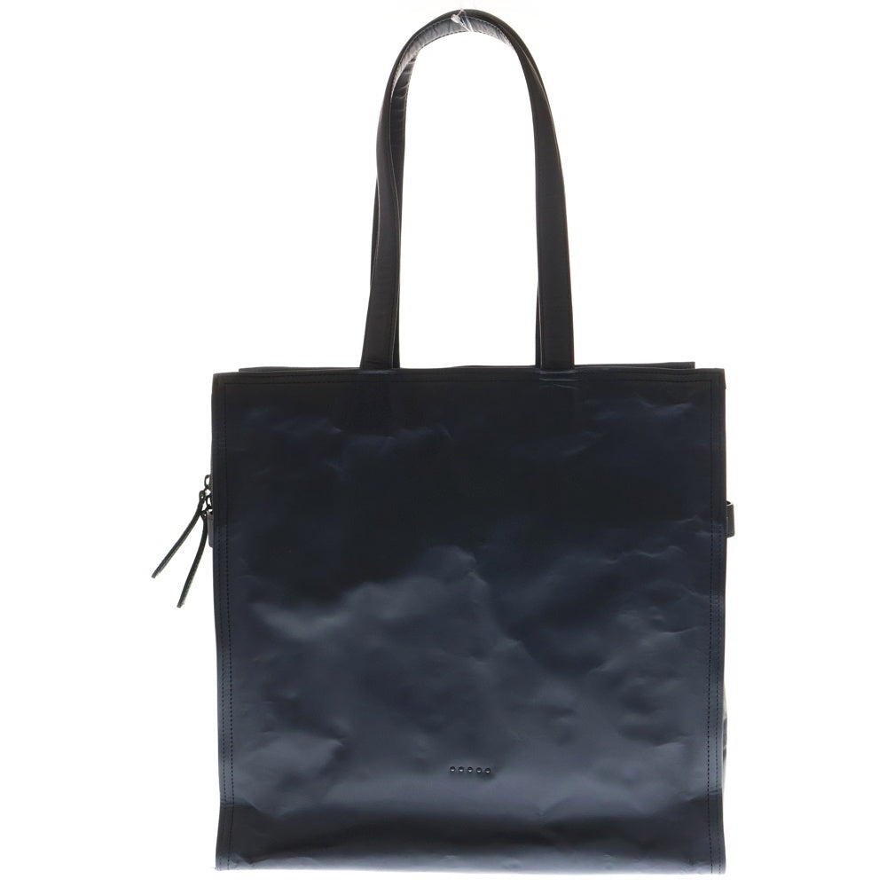 DUREN(デューレン) スタッズ付き クリンクルレザー ジップトートバッグ ネイビー