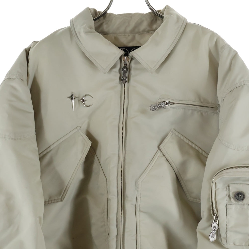 THUG CLUB(サグクラブ) スタッズ装飾 ボンバージャケット ベージュ TC24JP1302