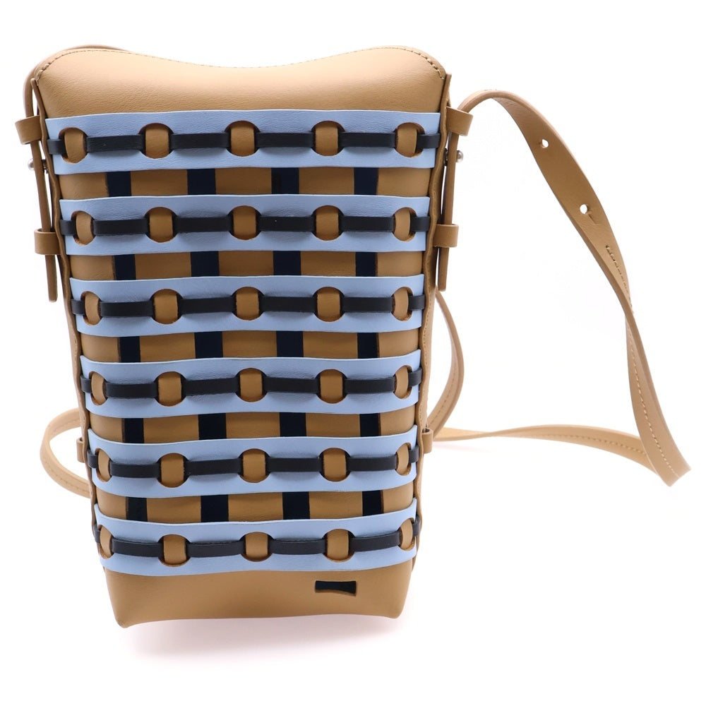 CAMPER(カンペール) レザーパンチングメッシュ ショルダーバッグ ブラウン/ライトブルー 52684-33 レディース