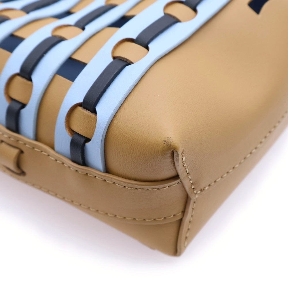 CAMPER(カンペール) レザーパンチングメッシュ ショルダーバッグ ブラウン/ライトブルー 52684-33 レディース