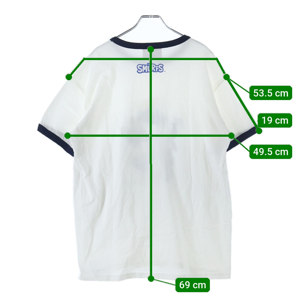 WIND AND SEA(ウィンダンシー) スマーフ プリント リンガー クルーネック 半袖Tシャツ カットソー ホワイト WDS-C-SMF-24-Q4-06