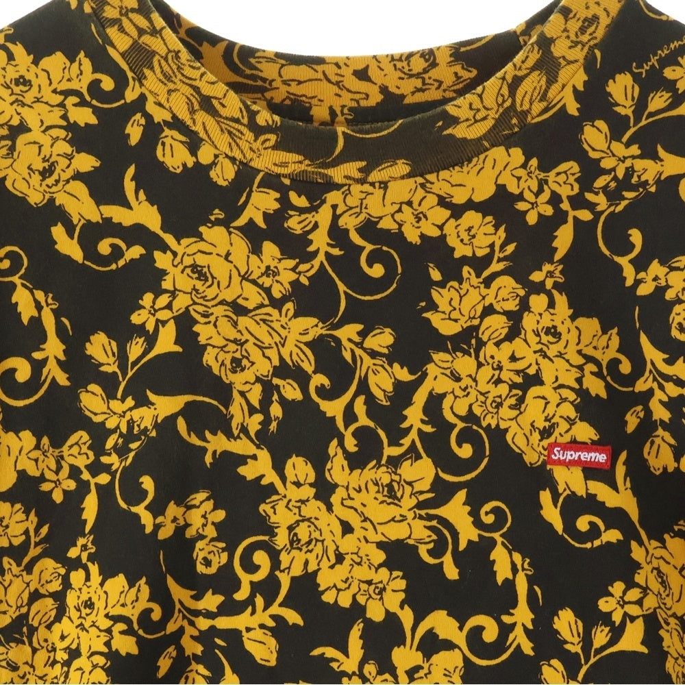 SUPREME(シュプリーム) 20SS Small Box Tee Black Floral フローラル スモールボックス ロゴ刺繍 クルーネック 半袖Tシャツ カットソー ブラック/イエロー