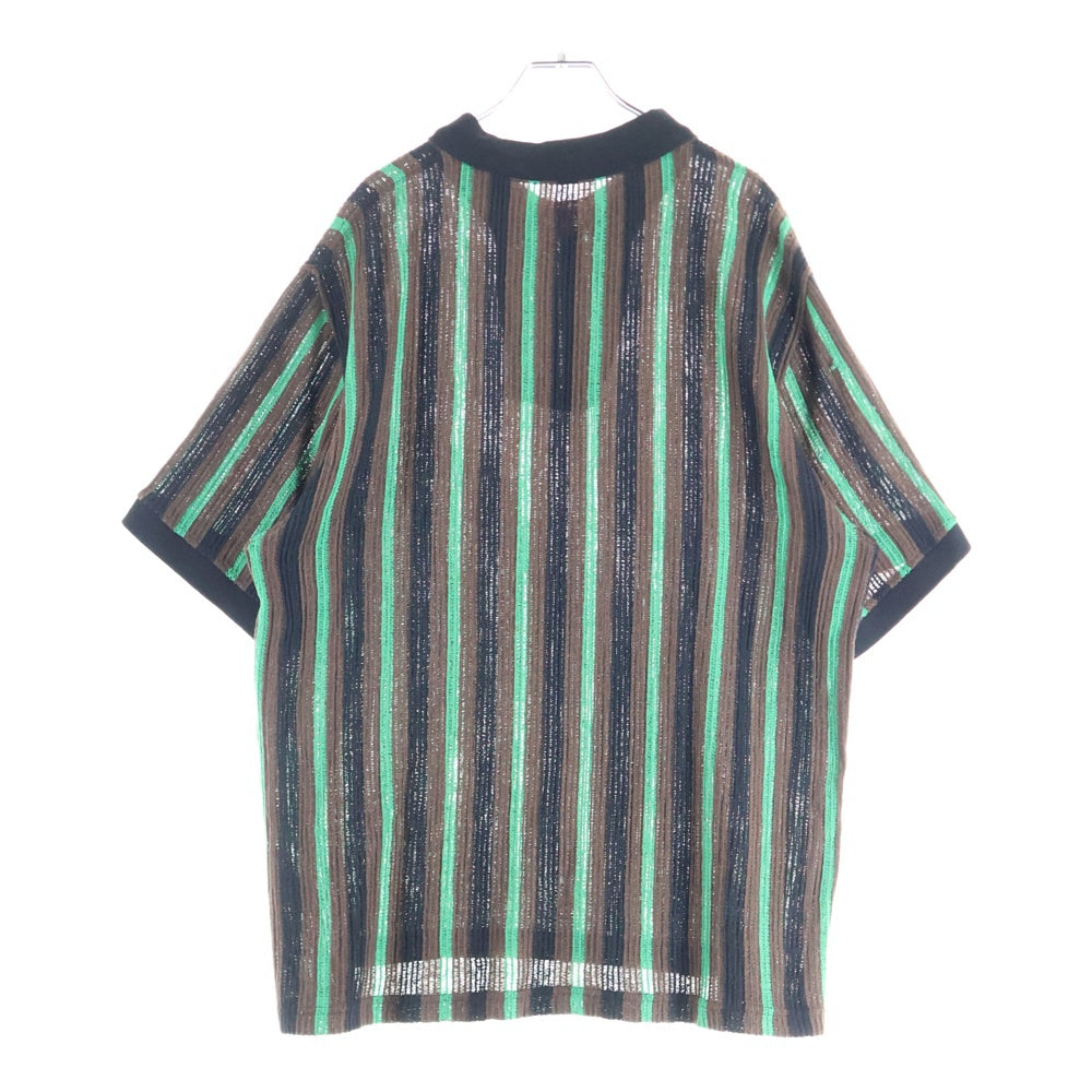 SUPREME(シュプリーム) 22SS Open Knit Stripe Zip Polo オープン ニット ストライプ ジップ 半袖ポロシャツ ブラック/グリーン/ブラウン