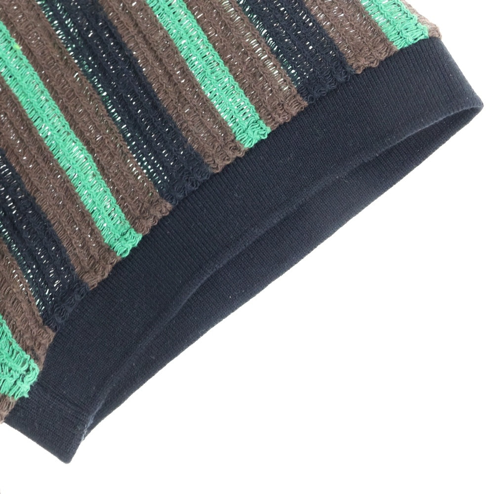 SUPREME(シュプリーム) 22SS Open Knit Stripe Zip Polo オープン ニット ストライプ ジップ 半袖ポロシャツ ブラック/グリーン/ブラウン