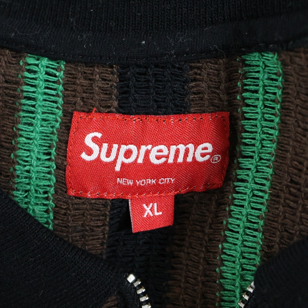 SUPREME(シュプリーム) 22SS Open Knit Stripe Zip Polo オープン ニット ストライプ ジップ 半袖ポロシャツ ブラック/グリーン/ブラウン