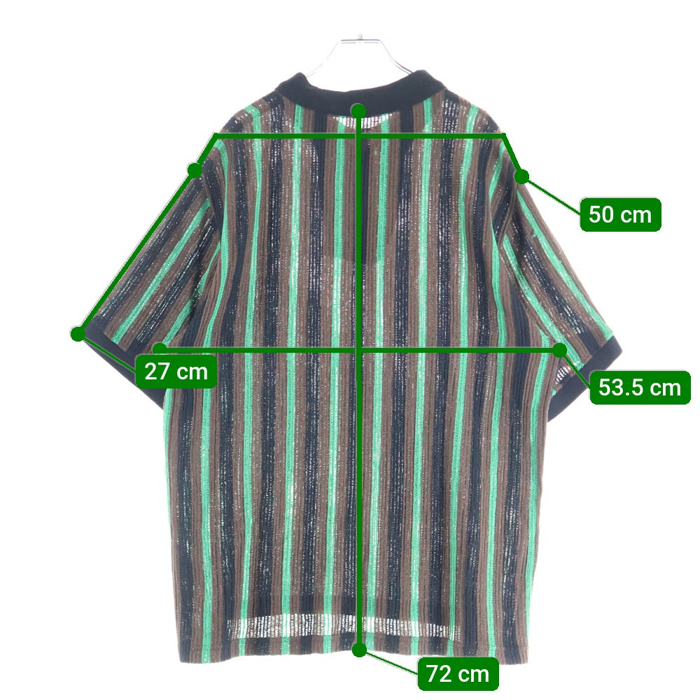 SUPREME(シュプリーム) 22SS Open Knit Stripe Zip Polo オープン ニット ストライプ ジップ 半袖ポロシャツ ブラック/グリーン/ブラウン