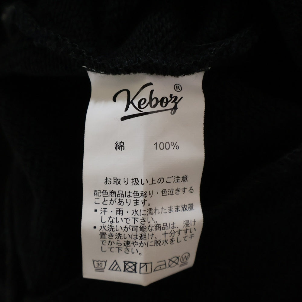 KEBOZ(ケボズ) 胸ロゴワッペン ハーフジップスウェットトレーナー ブラック