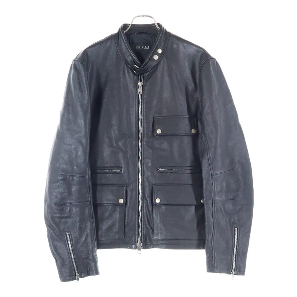 GUCCI(グッチ) シングルライダース レザージャケット ブラック