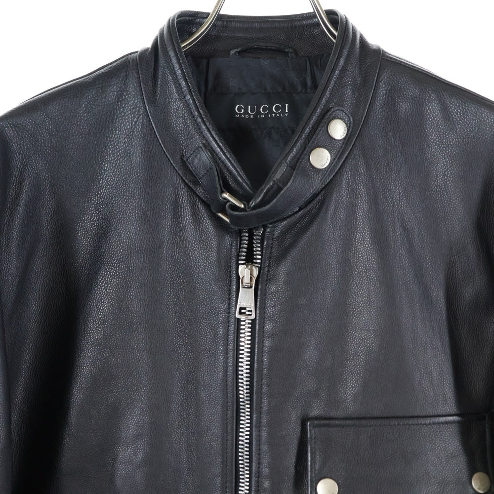GUCCI(グッチ) シングルライダース レザージャケット ブラック